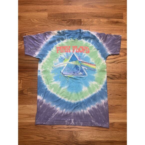 Liquid Blue Pink Floyd T Shirt Medium Tie Dye Dark The Side Of The Moon - Picture 1 of 8